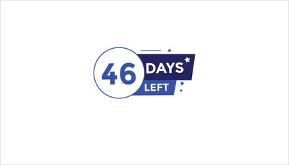 46 days left Countdown number banner templates. time icon. Vector Illustration 