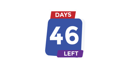 46 days left Countdown number banner templates. time icon. Vector Illustration 