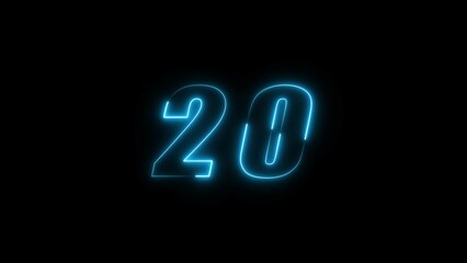  Neon countdown timer number illustration.