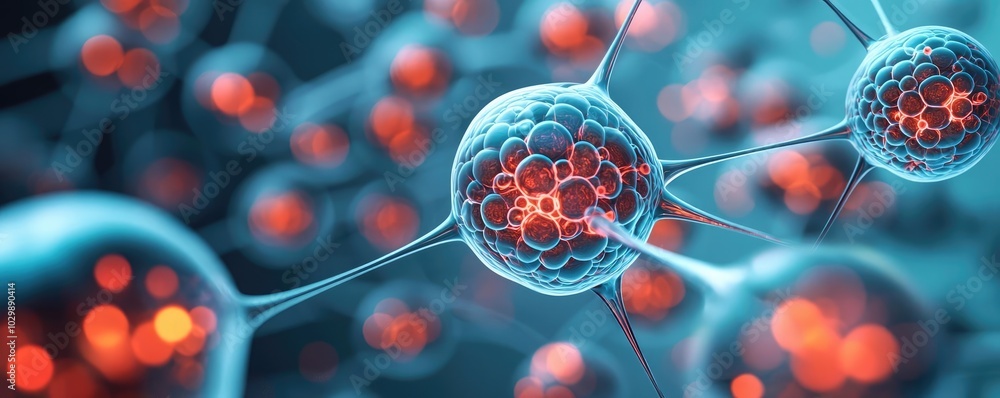 Poster abstract representation of molecular structure with vibrant colors.