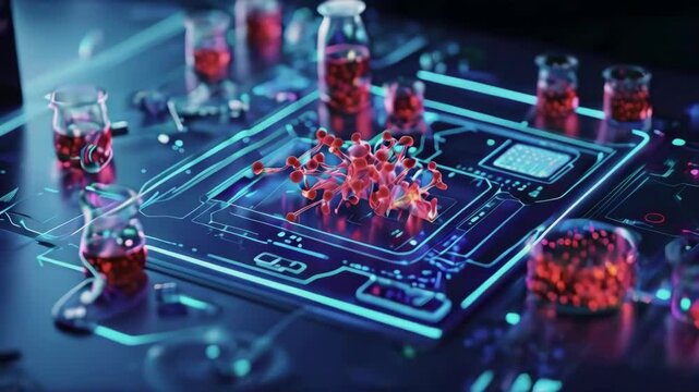 Coronavirus Research in a Digital Lab , 4K Ultra HD footage Perfect for Professional Projects, tech presentations, product showcases and professional digital content.	
