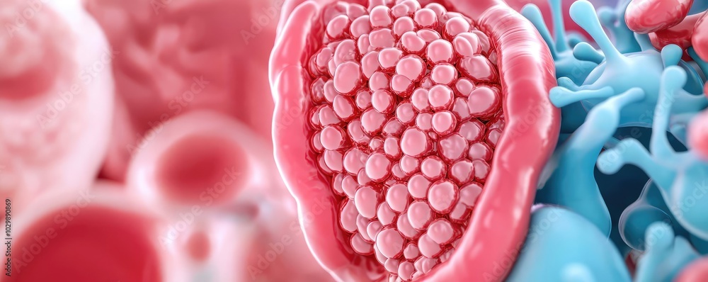 Poster colorful microscopic view of cells with intricate patterns in vibrant hues.