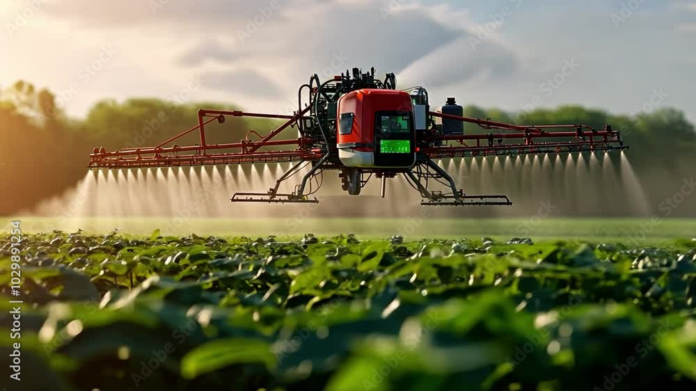 Poster an autonomous sprayer applying herbicides selectively to crops, using camera and sensor data to targ