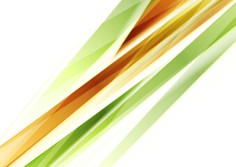 Green orange smooth glossy stripes abstract modern tech background. Concept vector design