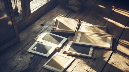 Vintage Picture Frames on Wooden Floor