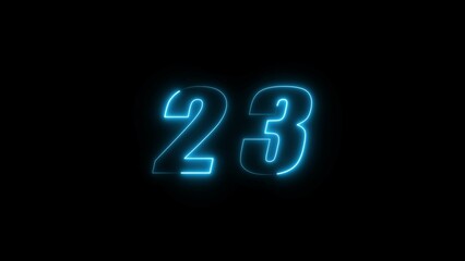  Neon countdown timer number illustration.