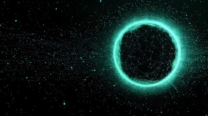 Obraz premium Glowing Circular Mesh Network in Radiant Electric Green Tones