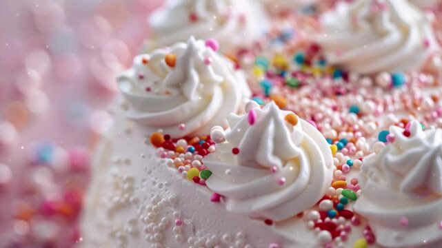Close up of cake texture background, top view. Video high resolution macro videography for advertising or food design.	

