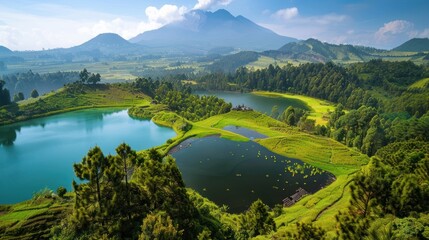 Scenic View of Lakes and Mountains