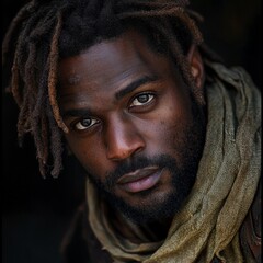 handsome black man in his early 30s with dreads