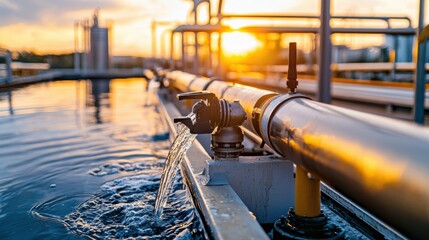 Sustainable Water Recycling System in Factory with Filtration Tanks and Pipes for Non-Potable Use