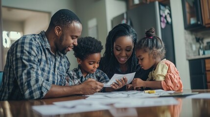 A family discussing their natural disaster plan and safety measures.