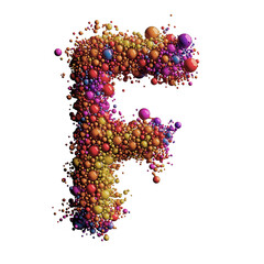 Vibrant Sphere Cluster Shaping an Artistic Letter F on Black Canvas