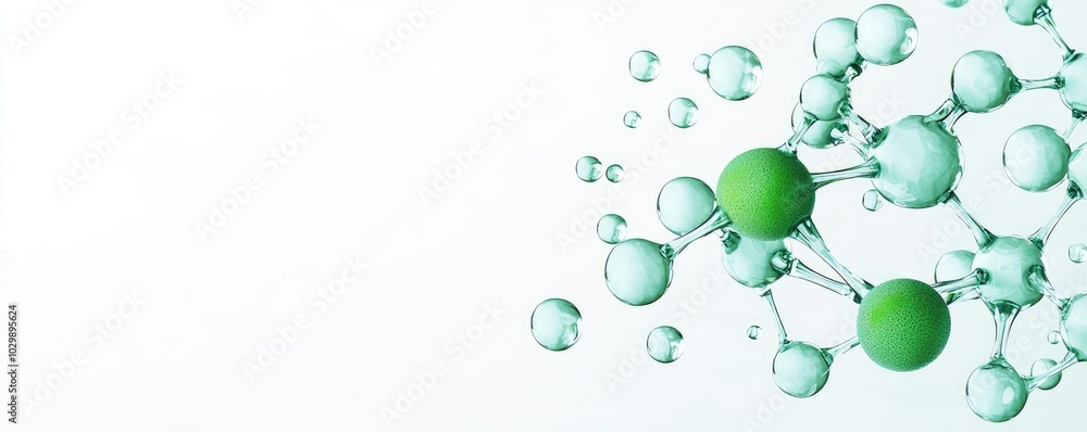 Poster molecular structure on a white isolate background with green atoms.