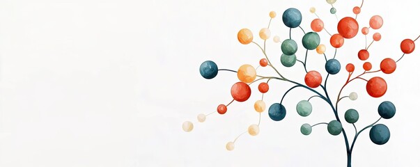 Colorful abstract tree design with circles, white isolate background.