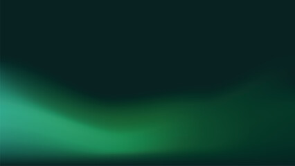 Dark emerald green gradient background, mesh gradient with wave and copy space. Vector illustration