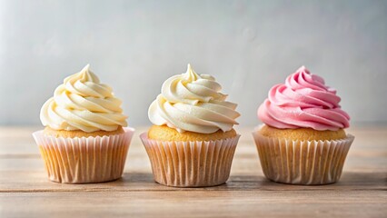 Soft and fluffy dessert cupcakes ready to serve clip art