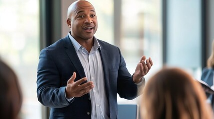 A facilitator leading a corporate diversity training program.