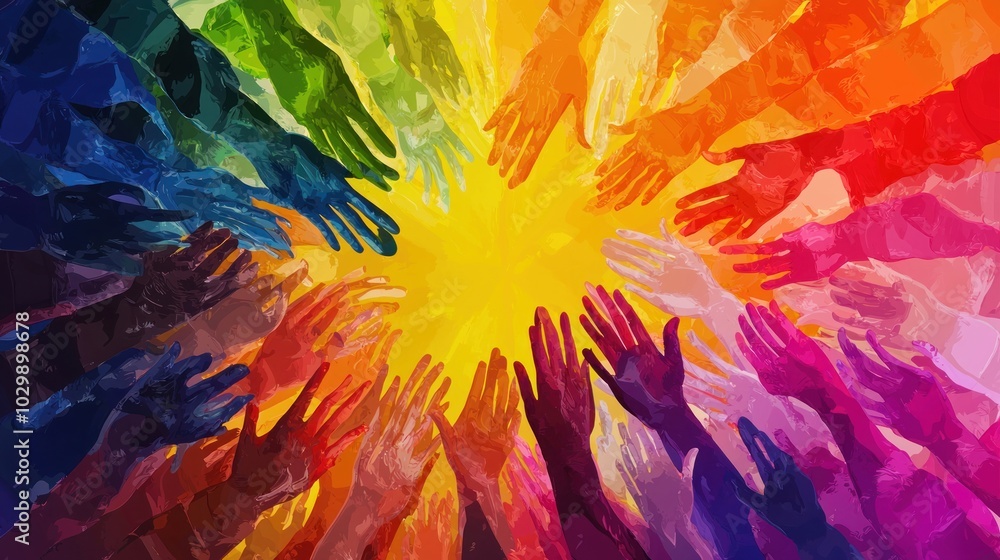 Aufkleber a colorful abstract background symbolizing diversity and unity.