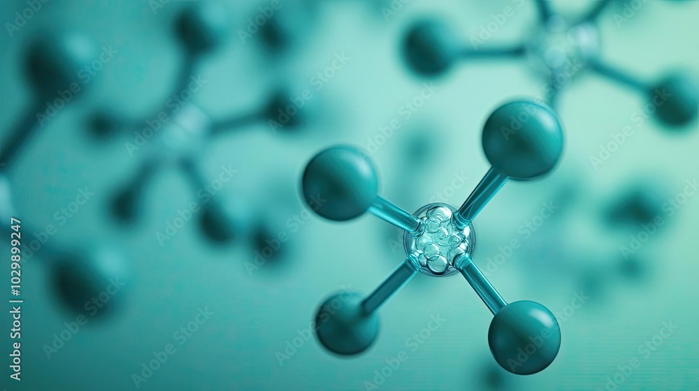 Poster abstract molecular structure on a soft background.