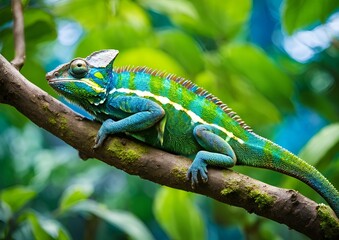 A chameleon changing its colors embodies adaptability and transformation, illustrating the concept of camouflage.