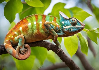A chameleon changing its colors embodies adaptability and transformation, illustrating the concept of camouflage.