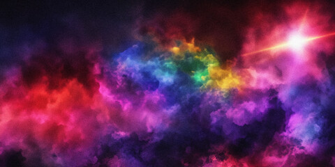 Obraz premium Fluid Fantasia: A Dance of Colors , Smoke splash, neon light, colorful, paint, color powder, rainbow and explosion 