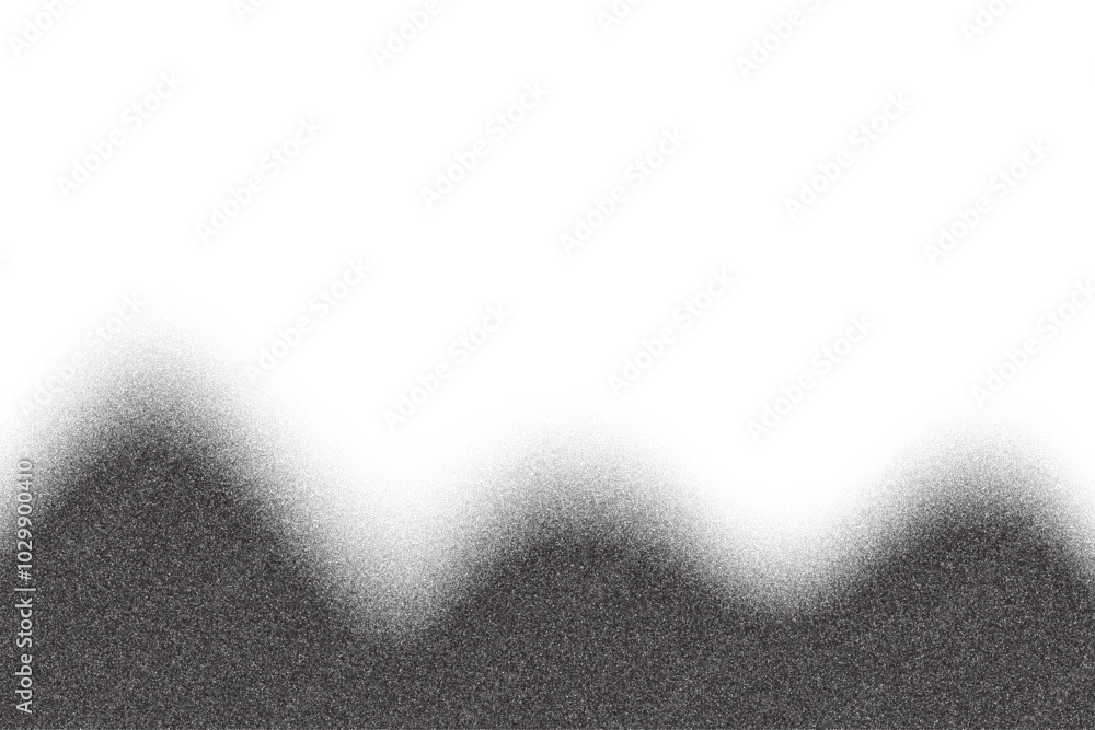 Poster noisy wavy pattern with stipple sand texture. gradient halftone gradation fade. grainy vector hills.