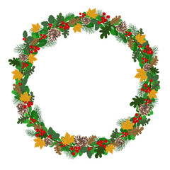 Mistletoe Christmas over white background using hand draw water colour illustration vector - Christmas celebration decoration object concept