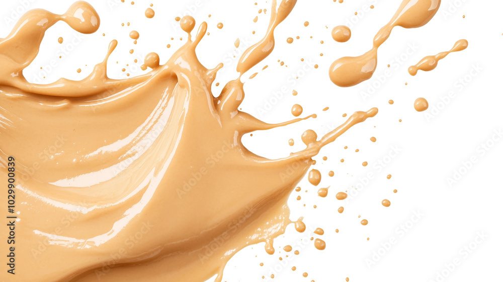 Poster creamy smooth liquid splashing in a beautiful tan color for dynamic visual effects