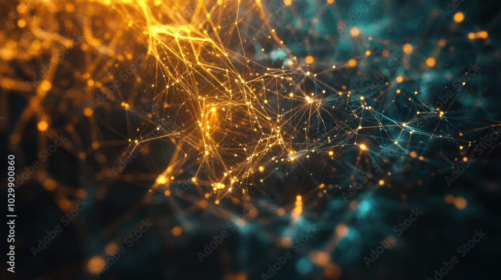 Poster abstract digital network with glowing points