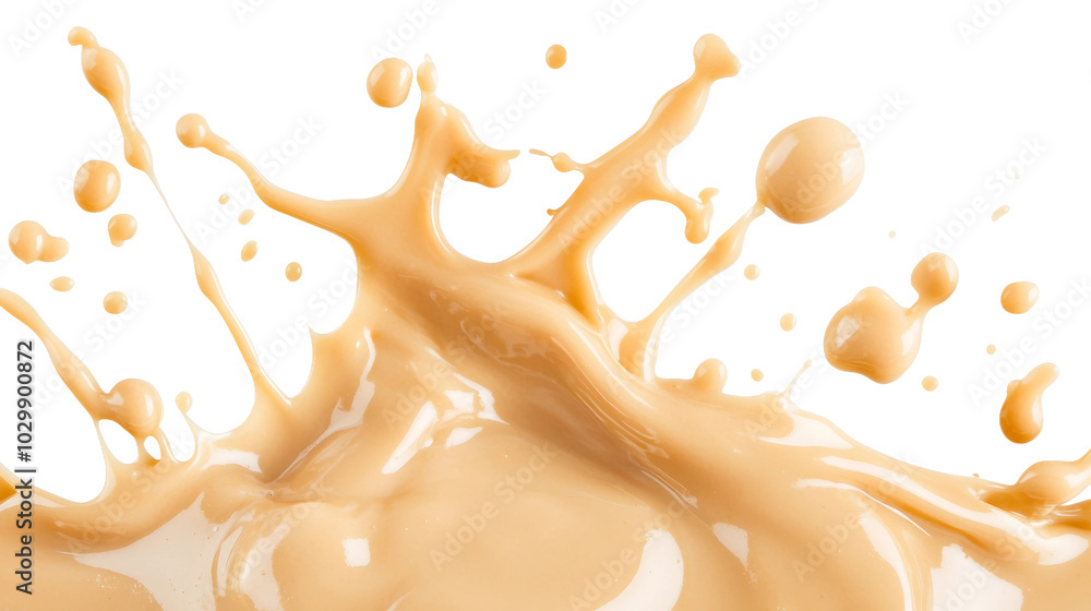 Poster creamy smooth liquid splashing in a beautiful tan color for dynamic visual effects