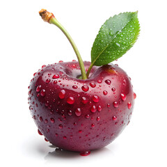 Fresh cherry with water droplet on white background