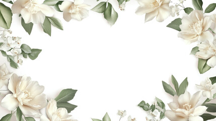 Ultra-Realistic Floral Frame with Dainty Blooms and Greenery for Decorative Purposes