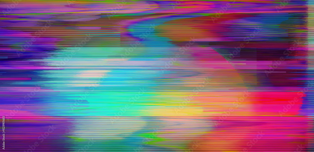 Poster digital glitch or a distorted video signal, with sharp angles and jagged lines. abstract composition