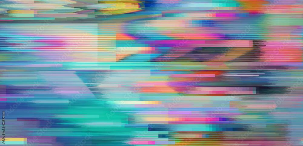 Poster digital glitch or a distorted video signal, with sharp angles and jagged lines. abstract composition
