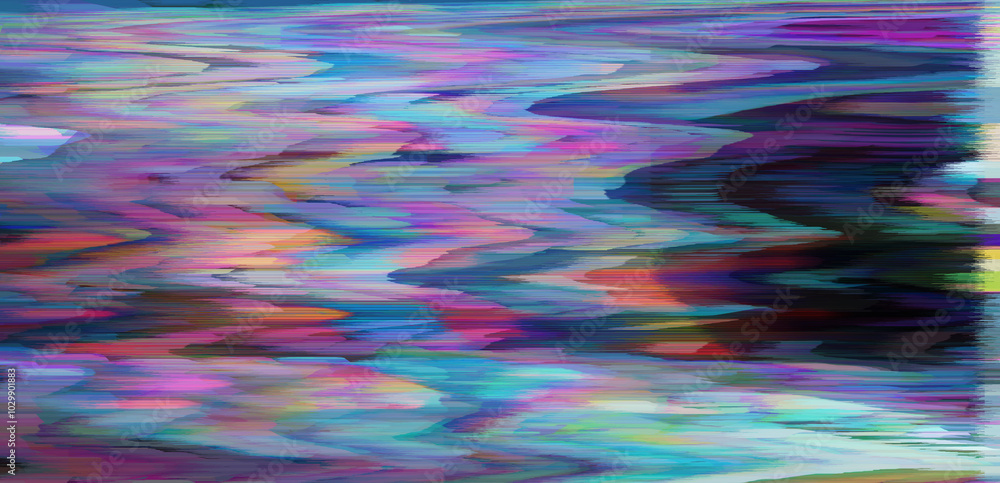 Poster digital glitch or a distorted video signal, with sharp angles and jagged lines. abstract composition