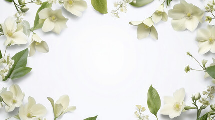 Fototapeta premium Ultra-Realistic Floral Frame with Dainty Blooms and Greenery for Decorative Purposes