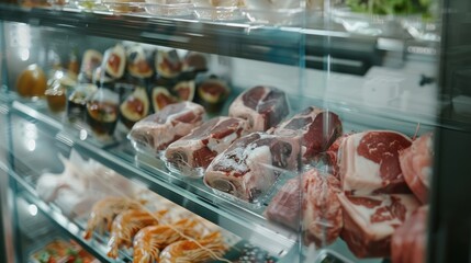 Fresh Meats Displayed in a Butchers Shop
