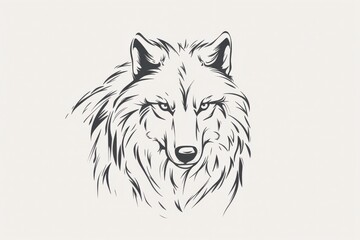 Naklejka premium Gentle wolf silhouette symbolizing strength and elegance in serene pastel landscape