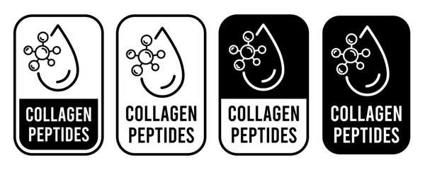 Collagen peptides line icon, logo, badge, sign, sticker, label, emblem, stamp, symbol, black, line, flat vector, isolated illustration.