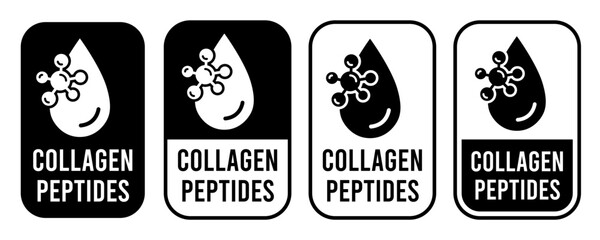 Collagen peptides line icon, logo, badge, sign, sticker, label, emblem, stamp, symbol, black, line, flat vector, isolated illustration.