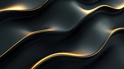 Abstract Black and Gold Wavy Surface