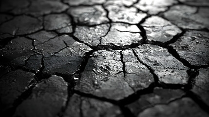 Cracked Black Surface - Abstract Texture Background