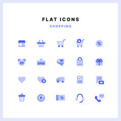 Blue flat icon set