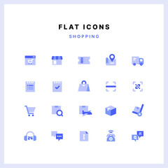 Blue flat icon set
