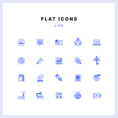 Blue flat icon set