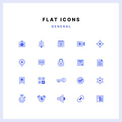Blue flat icon set