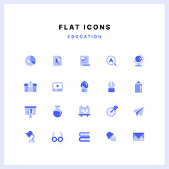 Blue flat icon set