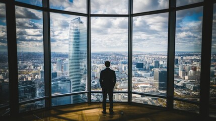 Fototapeta premium Businessman Looking at Cityscape
